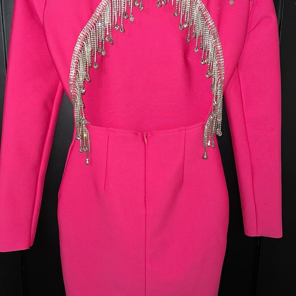 Elegant Pink Dress with Rhinestones and Open back - Picture 9 of 10